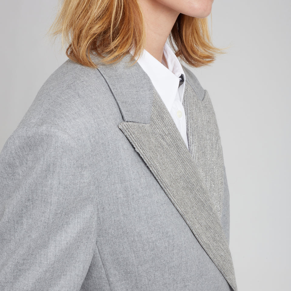 Double-breasted gray wool blazer