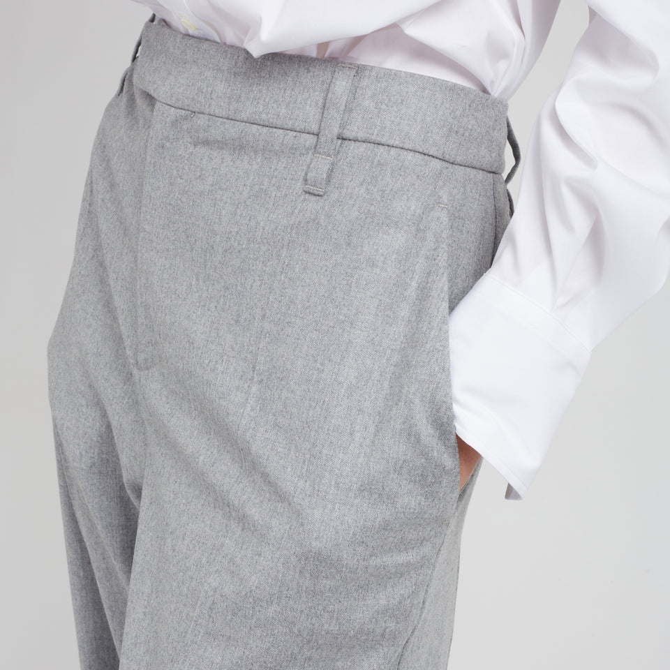 Pantalone a gamba larga in lana grigia