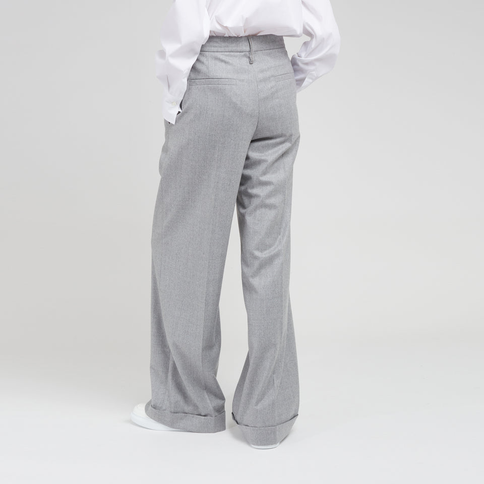 Wide-leg trousers in gray wool