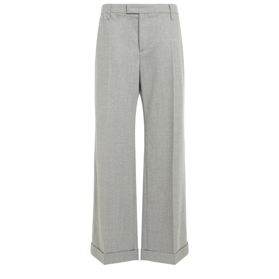 Wide-leg trousers in gray wool