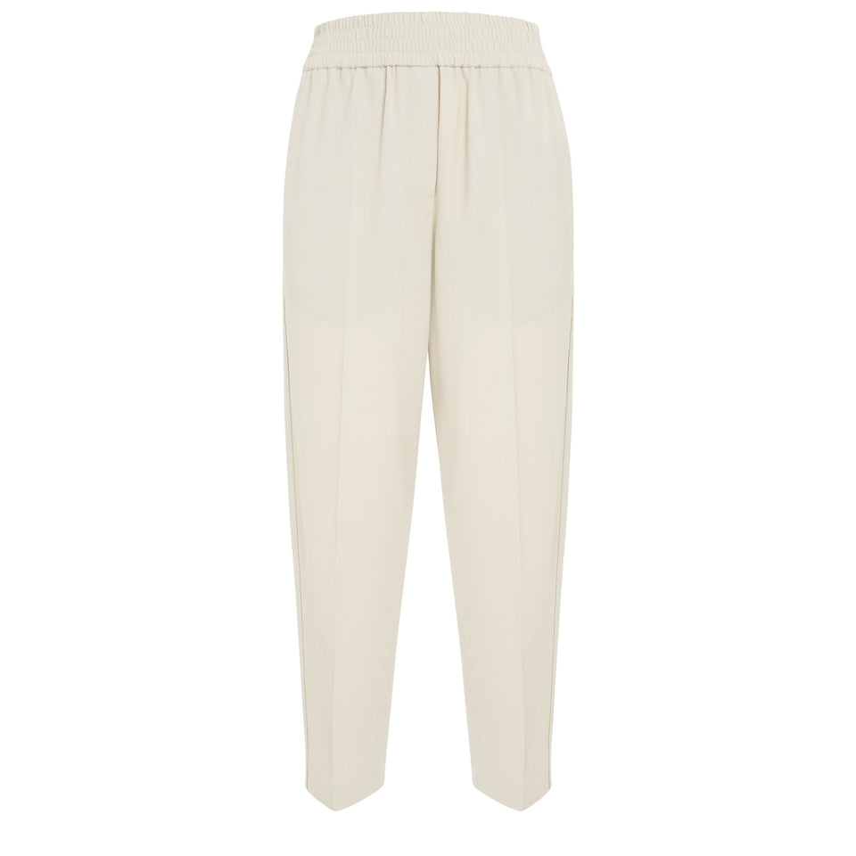 Pantalone in tessuto beige