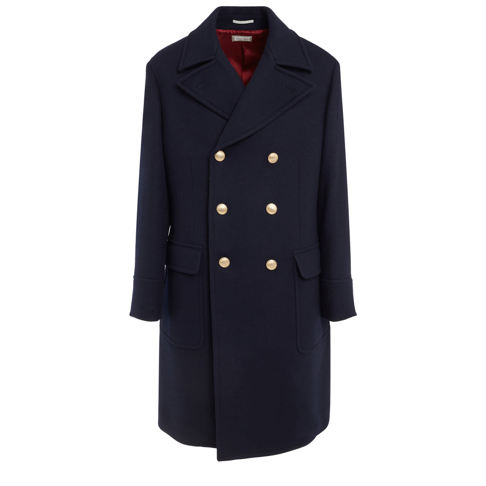 Blue wool and cashmere coat