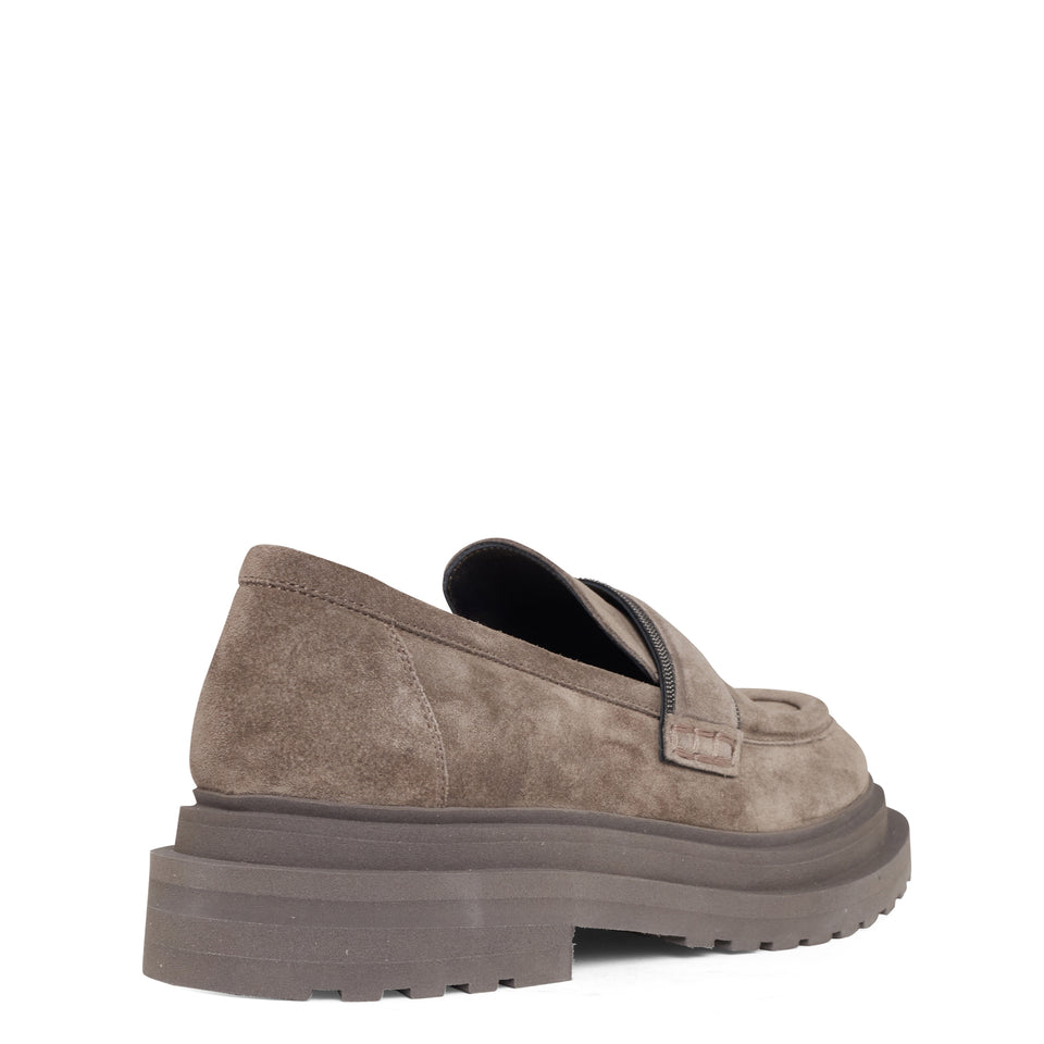 Gray suede moccasin