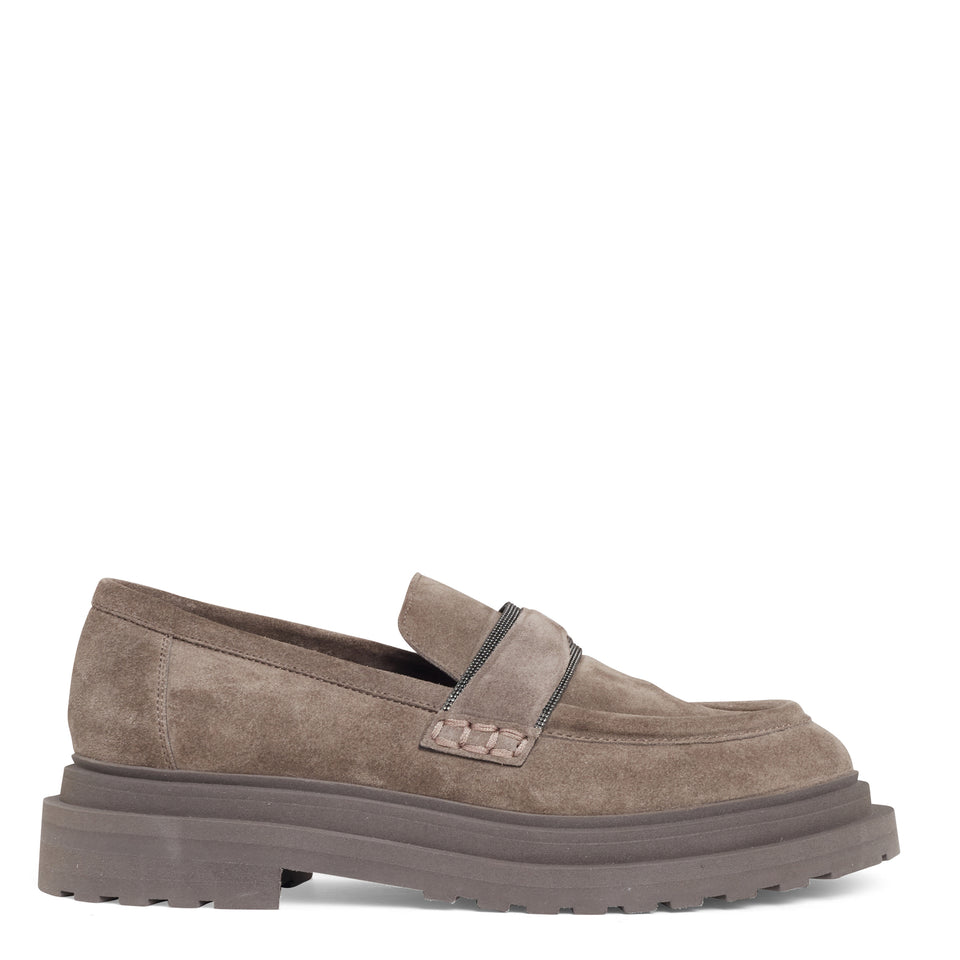 Gray suede moccasin