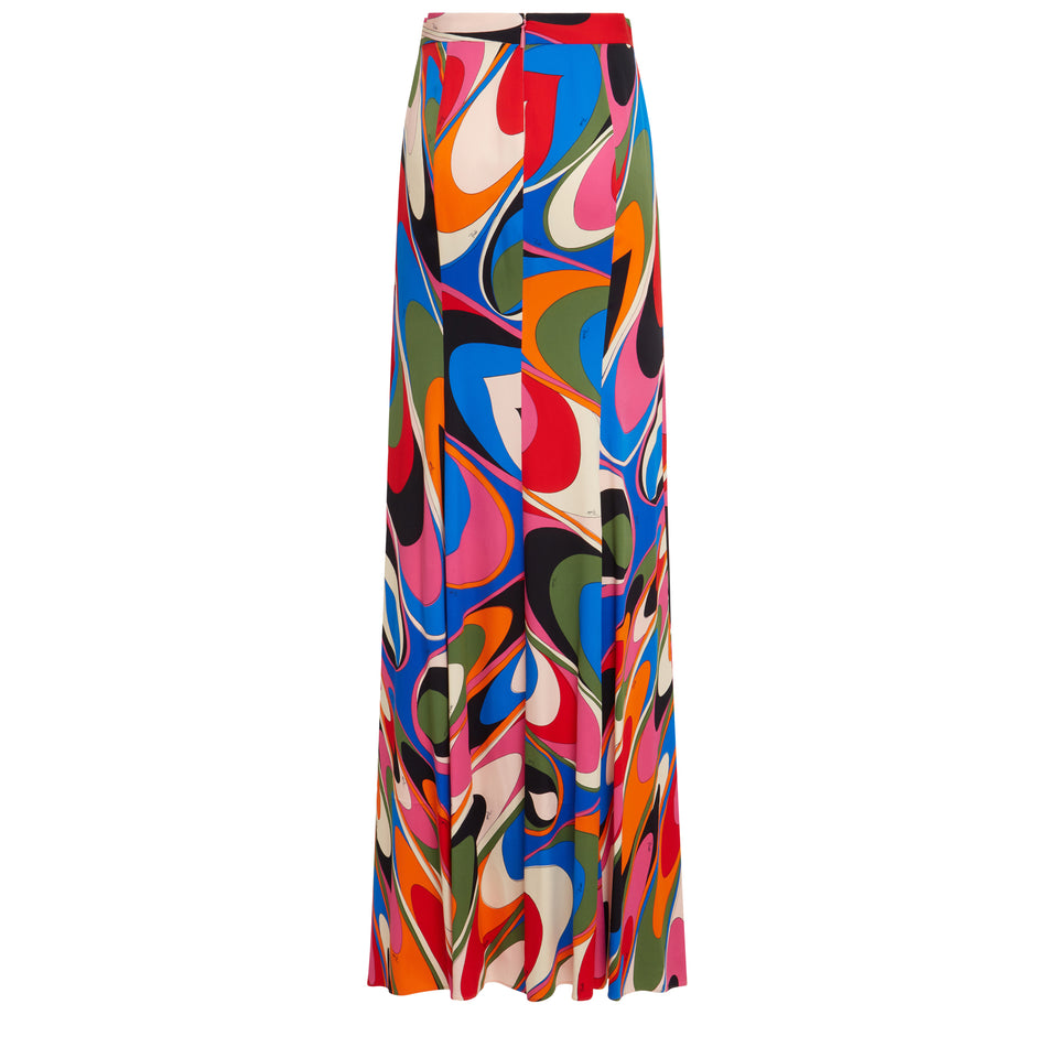 Maxi skirt in multicolor fabric