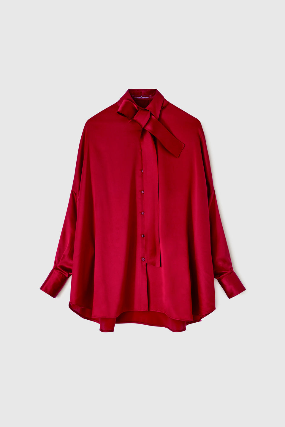 Camicia oversize in seta rossa