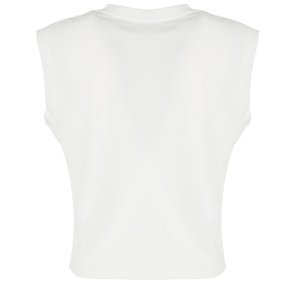 White fabric top