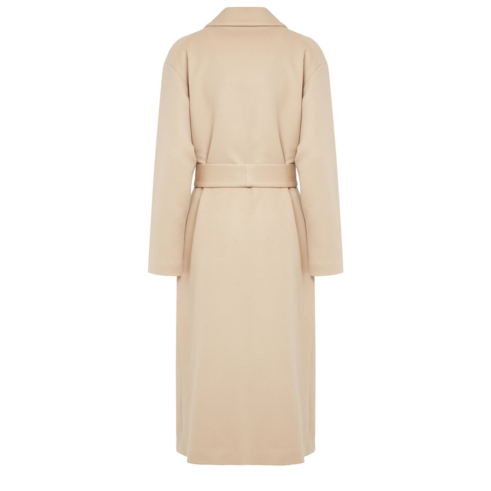 Cappotto doppio petto in cashmere beige