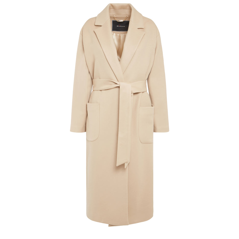 Cappotto doppio petto in cashmere beige