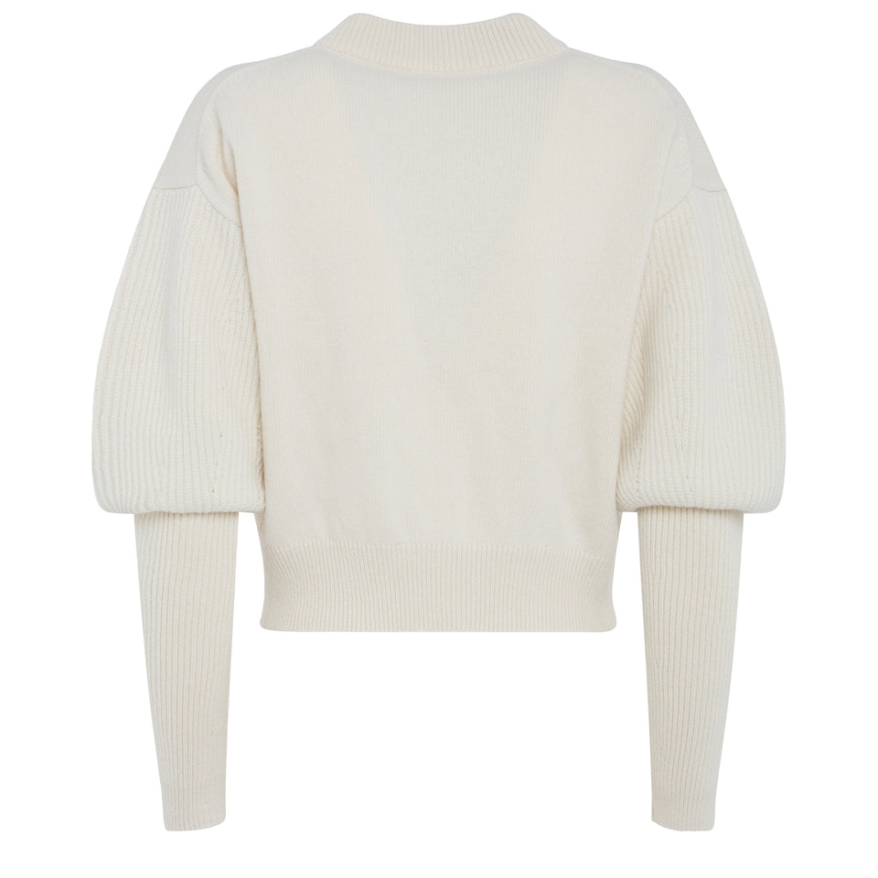 Maglione in lana e cashmere bianco