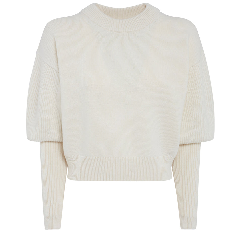 Maglione in lana e cashmere bianco