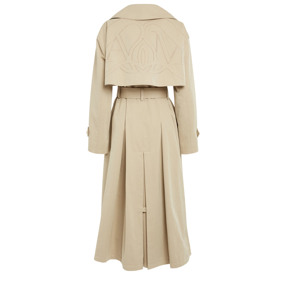 Beige cotton trench coat