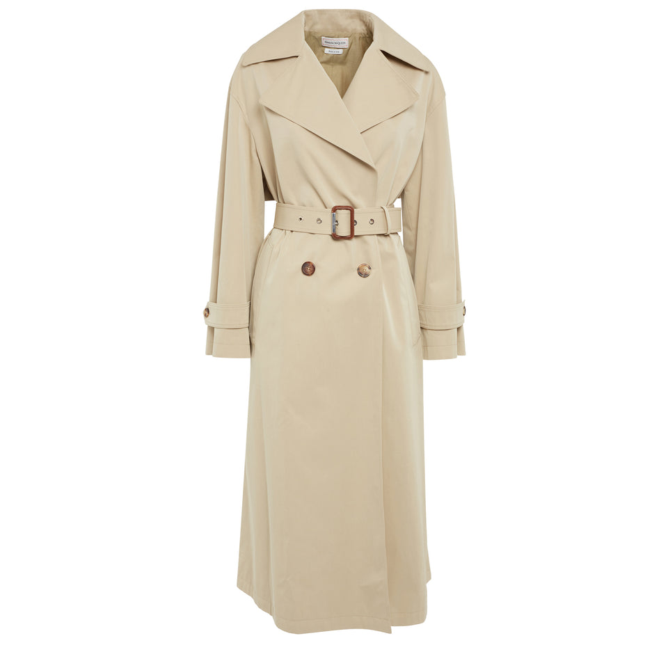 Beige cotton trench coat