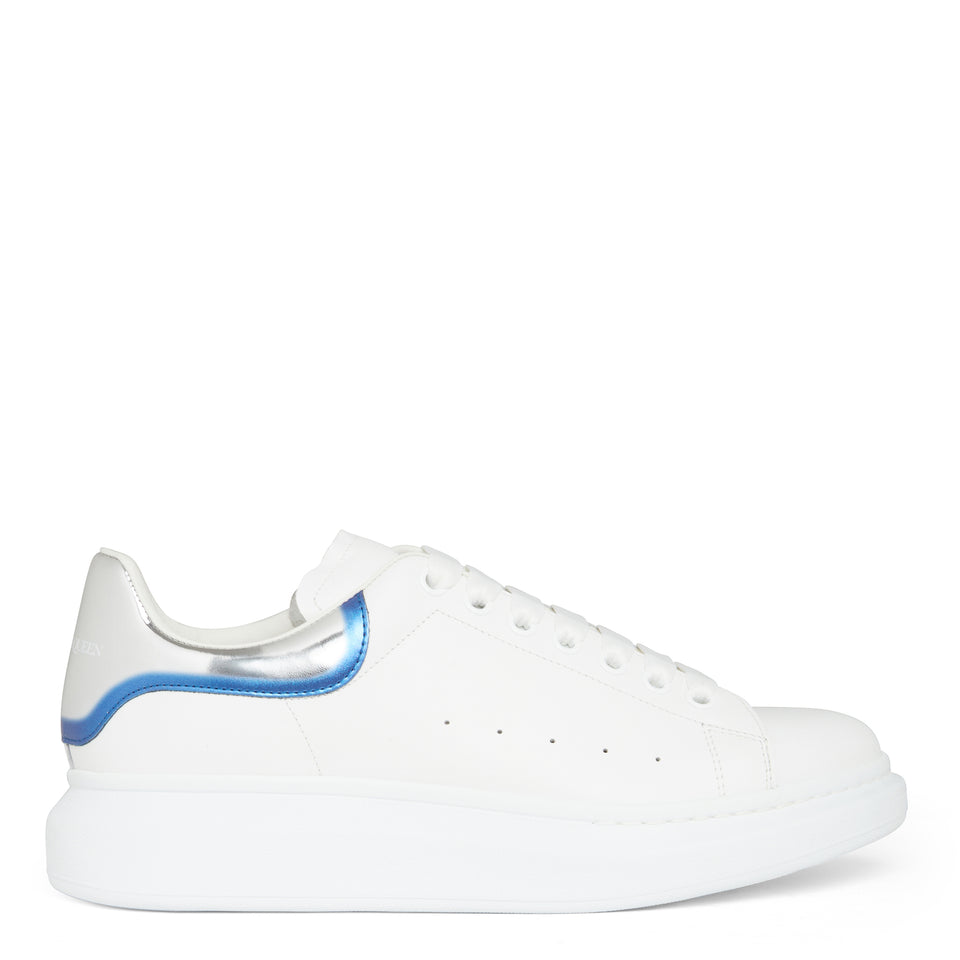 Sneakers oversize in pelle bianca e argento