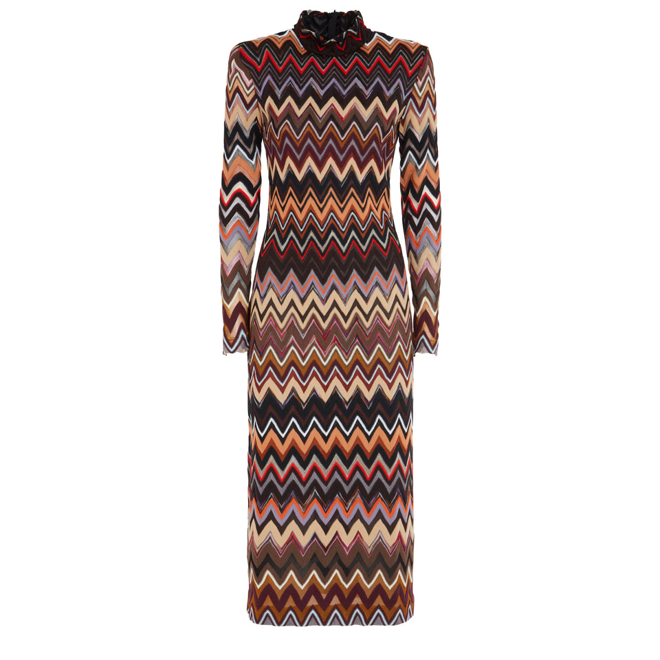 Multicolor wool maxi dress