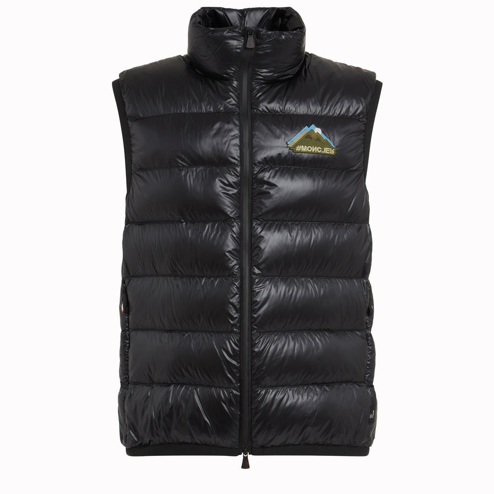 Padded vest in black fabric