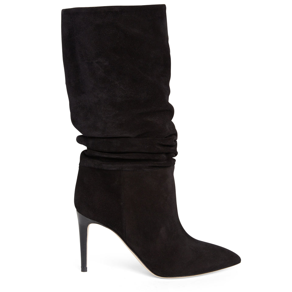 "Slouchy" ankle boot in black suede