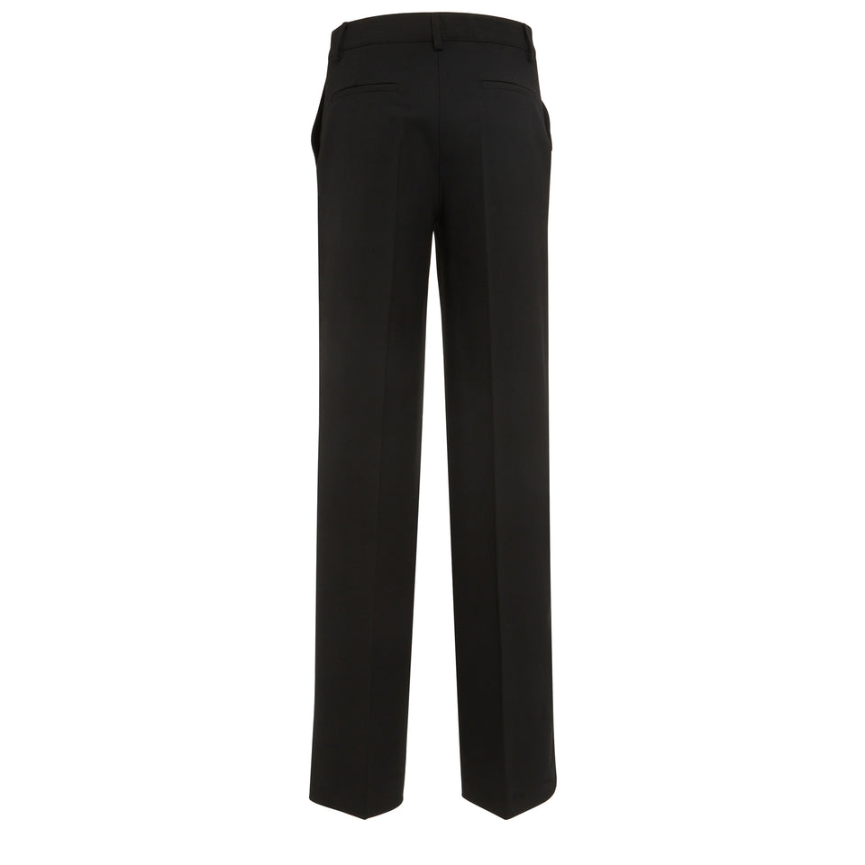 Black wool wide-leg trousers