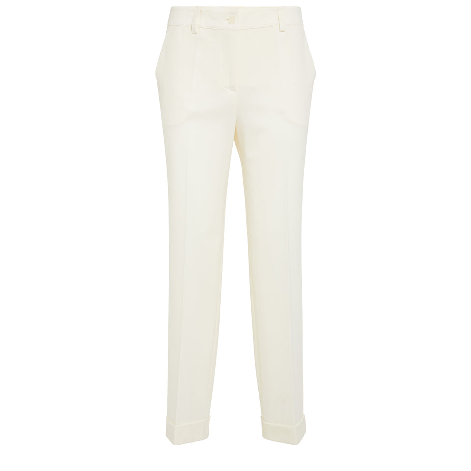 White wool tailored trousers