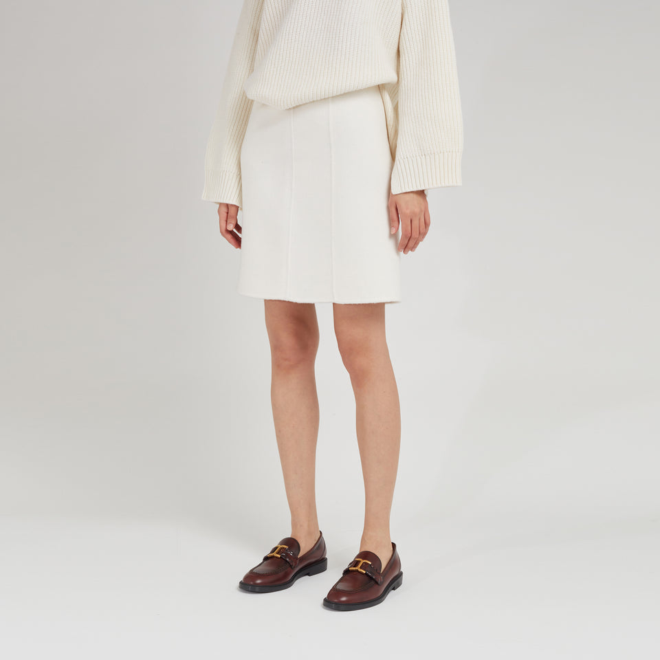 White wool mini skirt