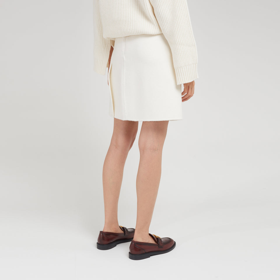 White wool mini skirt