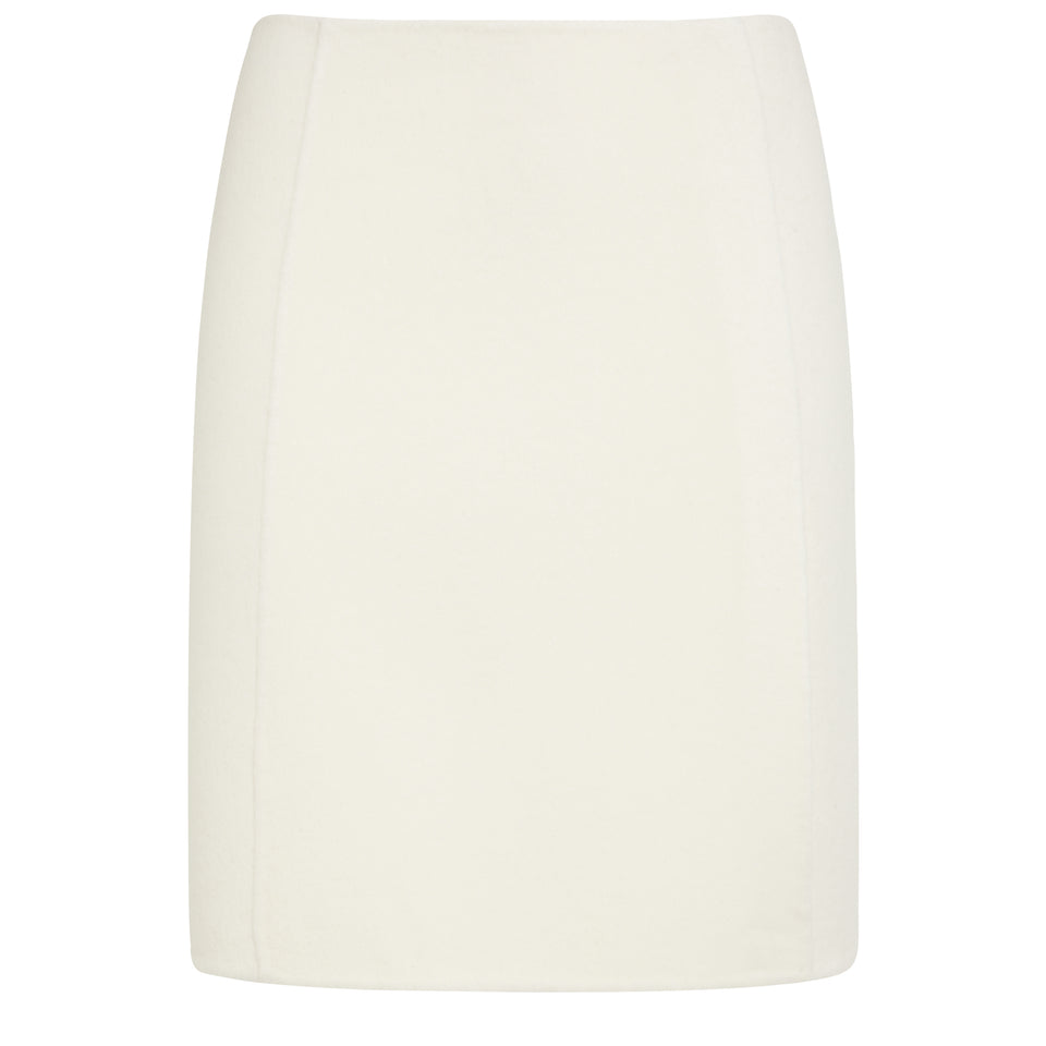 White wool mini skirt