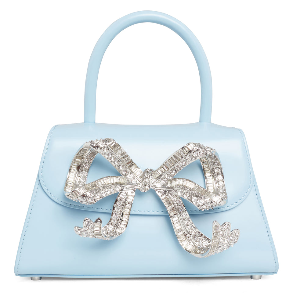 Mini ''The Bow'' bag in light blue patent leather