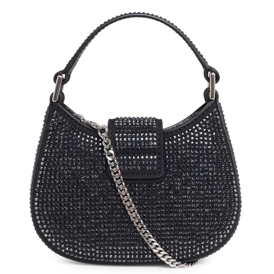 Borsa mini "Crescent Bow Micro"con cristalli nera