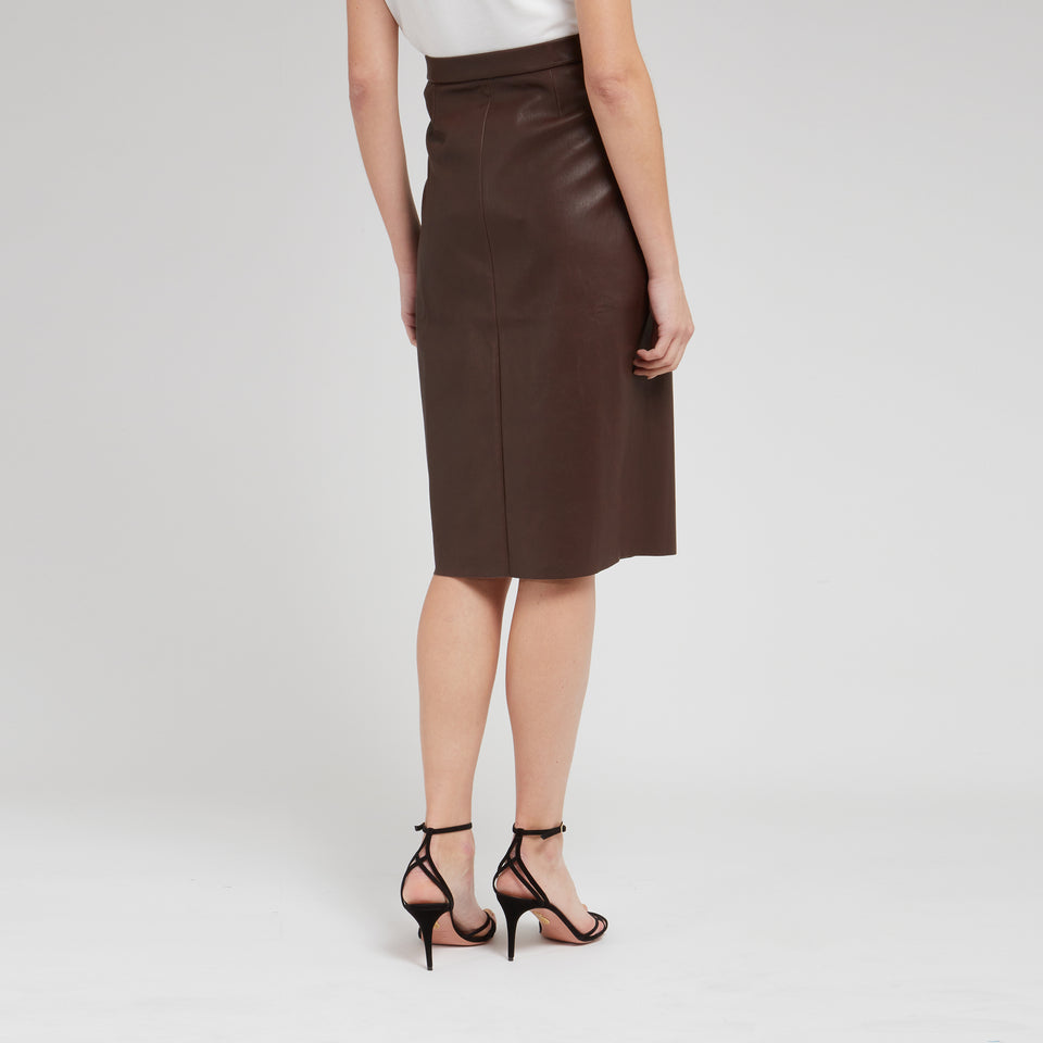 Long brown leather skirt