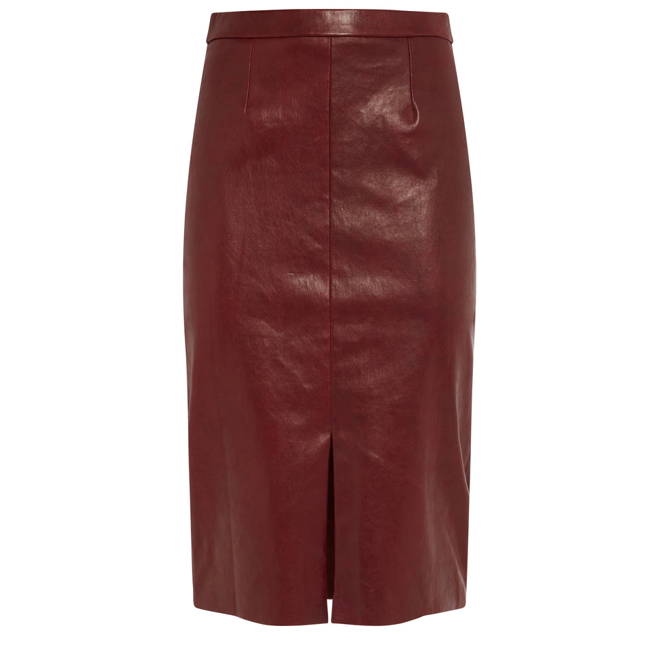 Long red leather skirt