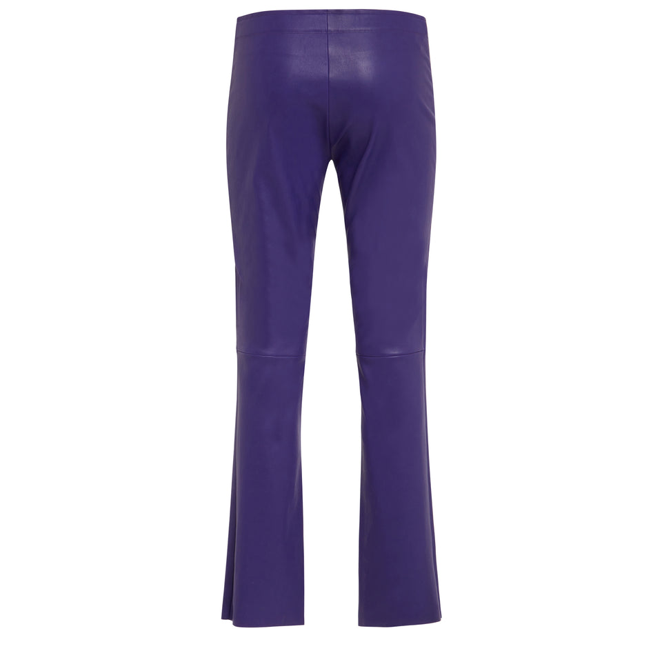 Pantalone "Jacky" in pelle viola