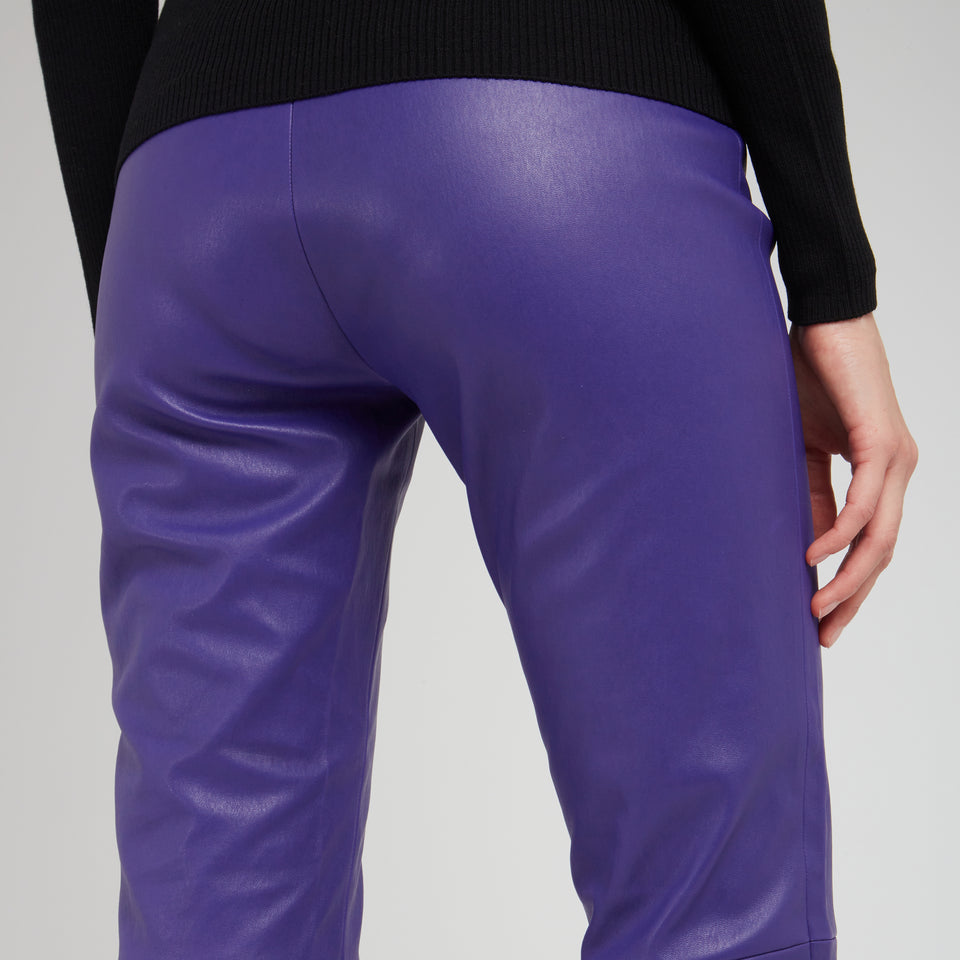 Pantalone "Jacky" in pelle viola