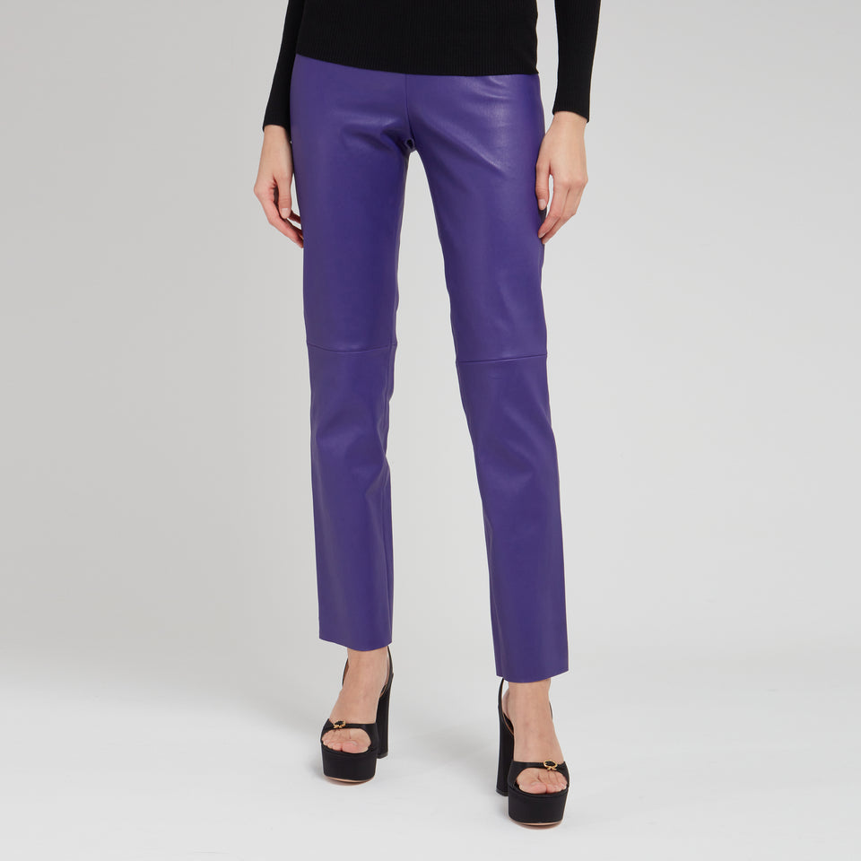 Pantalone "Jacky" in pelle viola