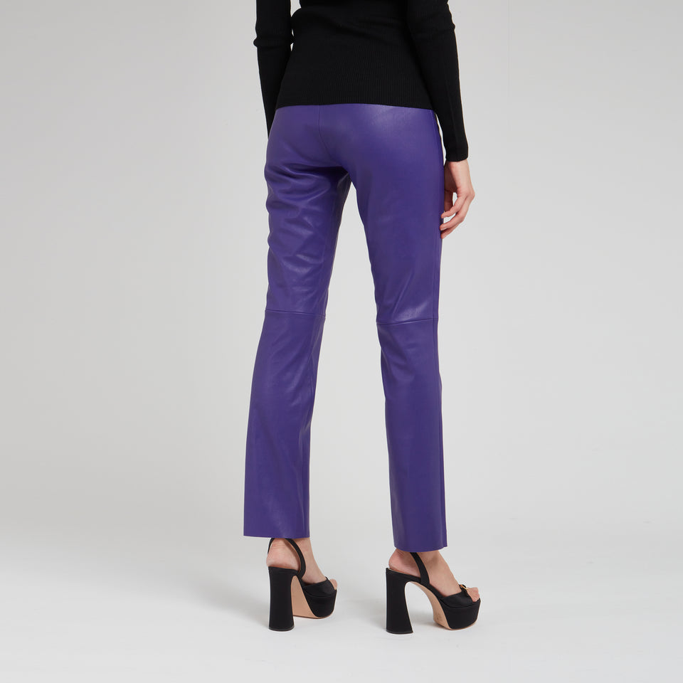 Pantalone "Jacky" in pelle viola