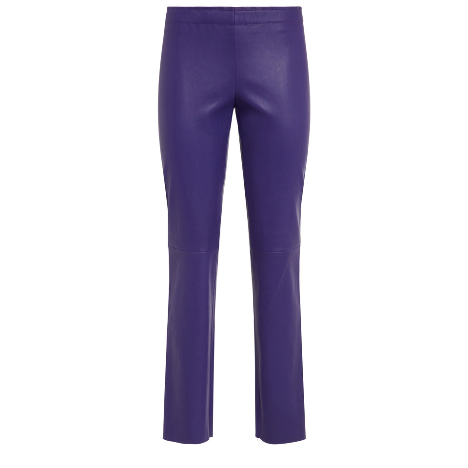 Pantalone "Jacky" in pelle viola