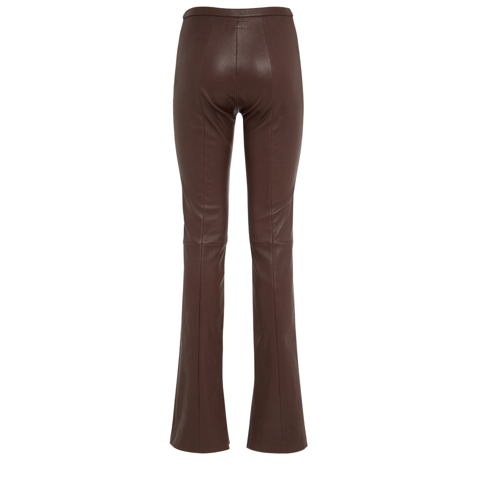 Brown leather trousers