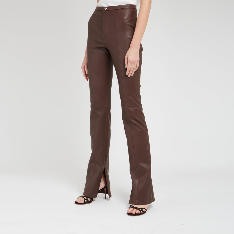 Brown leather trousers