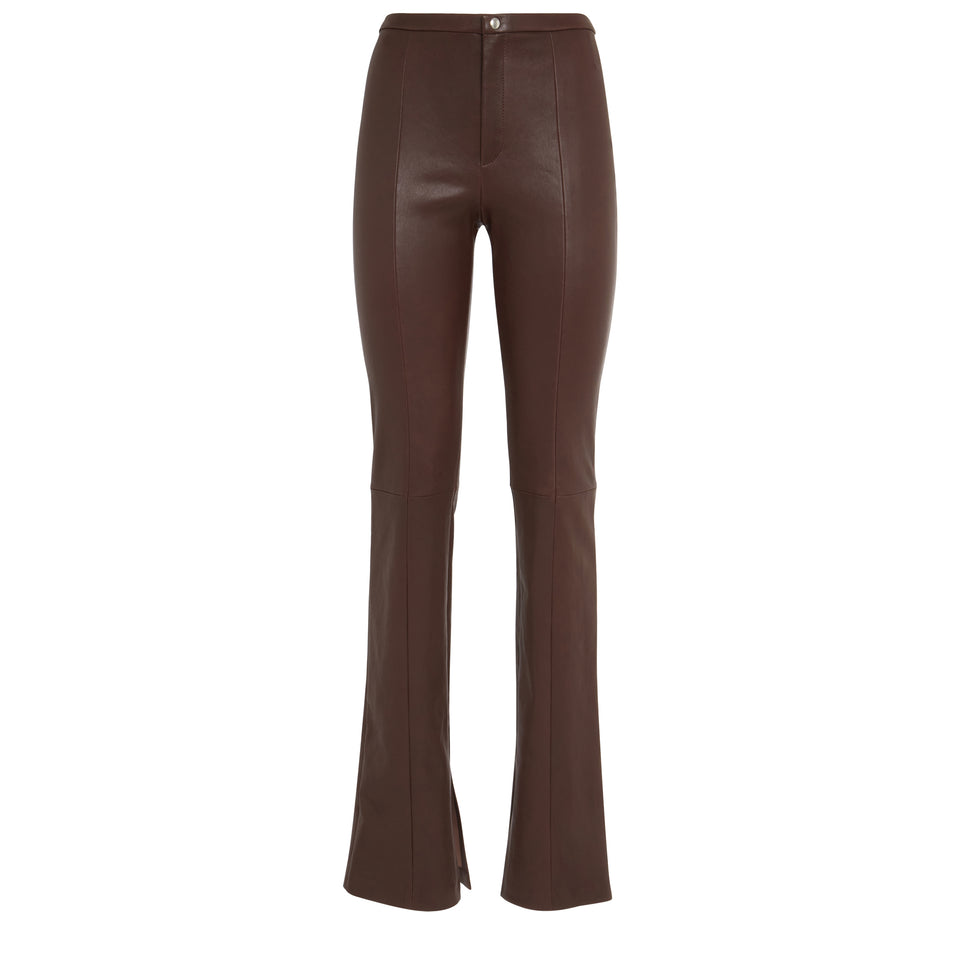 Brown leather trousers