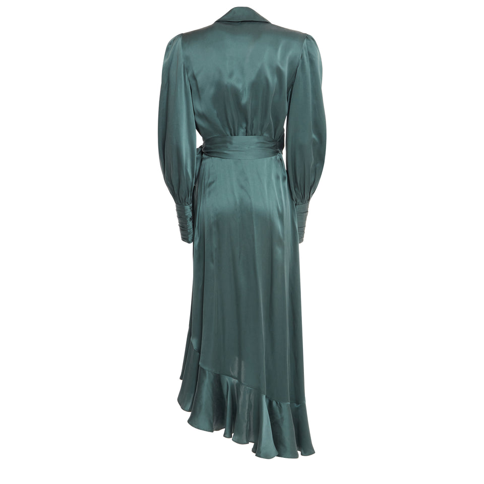 Green silk dress