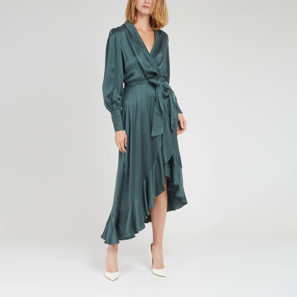 Green silk dress