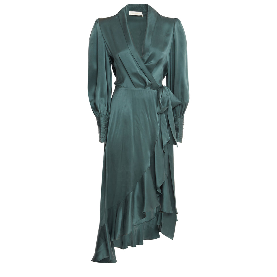 Green silk dress