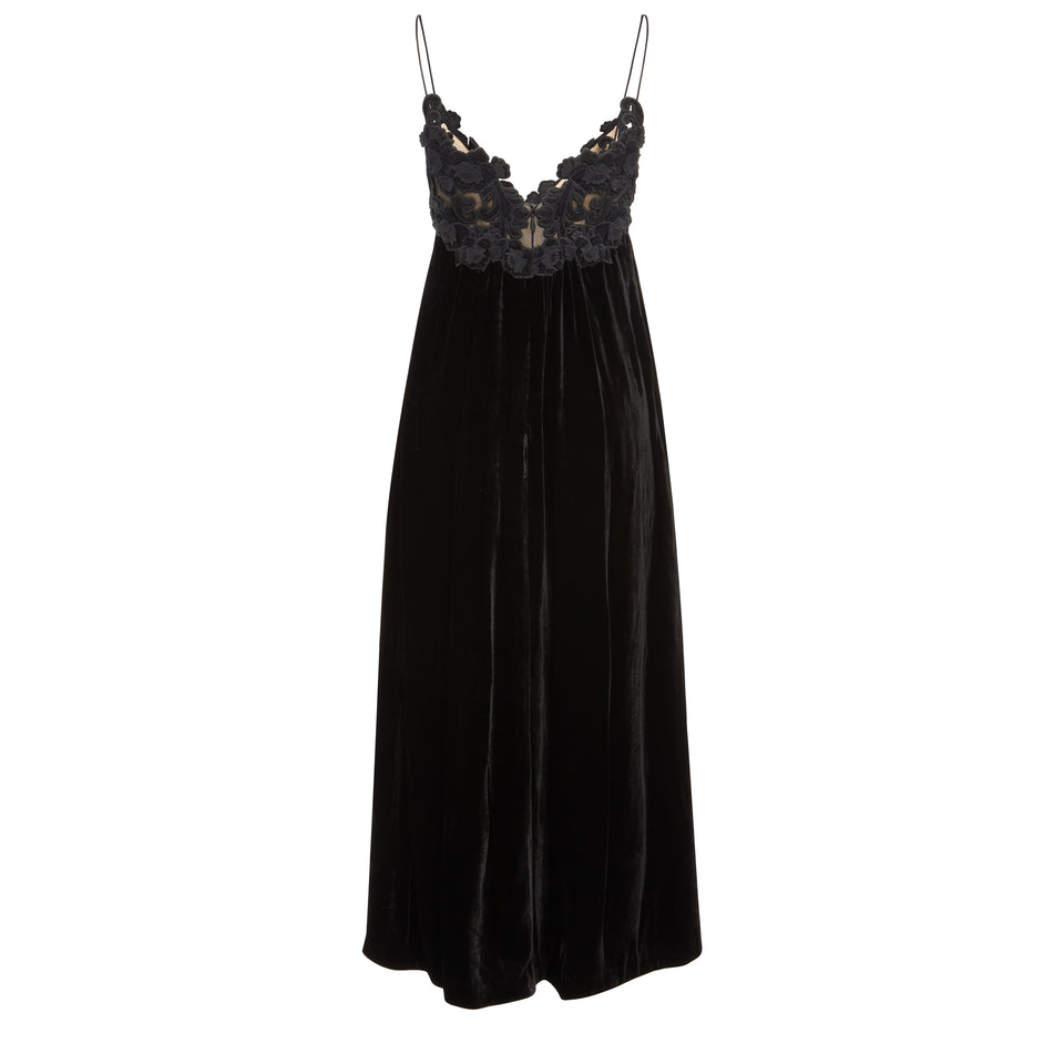 Long black velvet dress