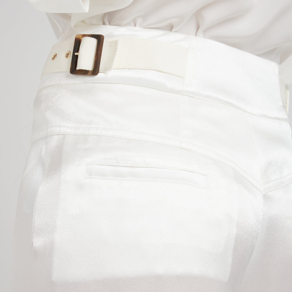 Pantalone a gamba larga in raso bianco