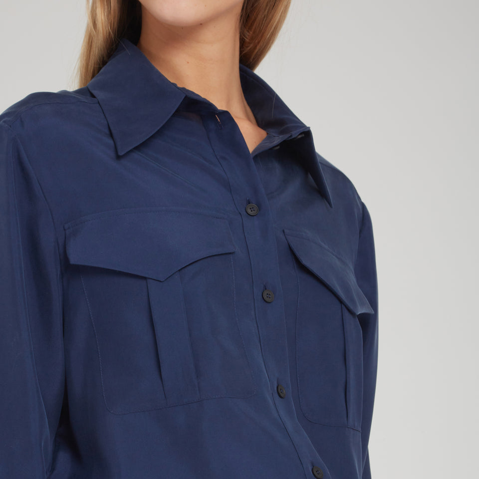 Camicia in seta blu