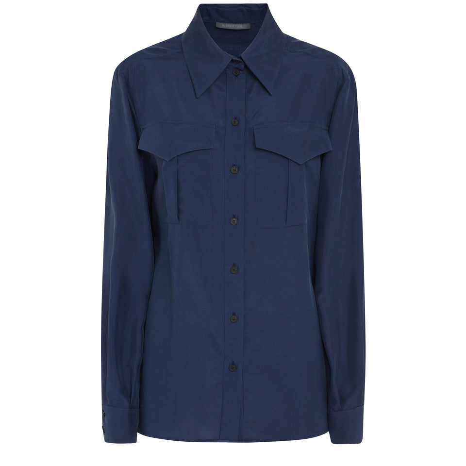 Camicia in seta blu