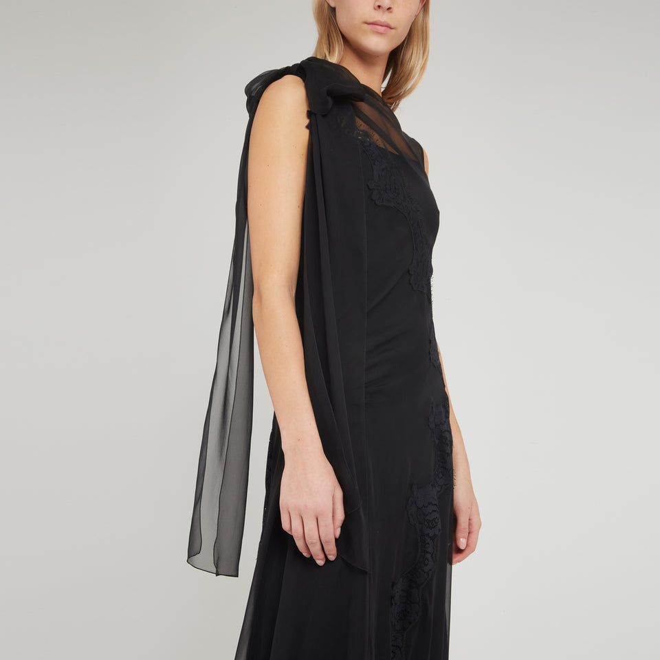 Long black silk dress