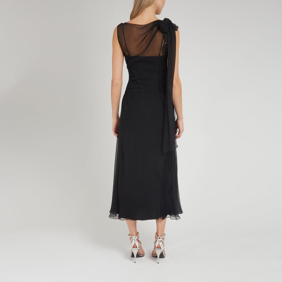 Long black silk dress