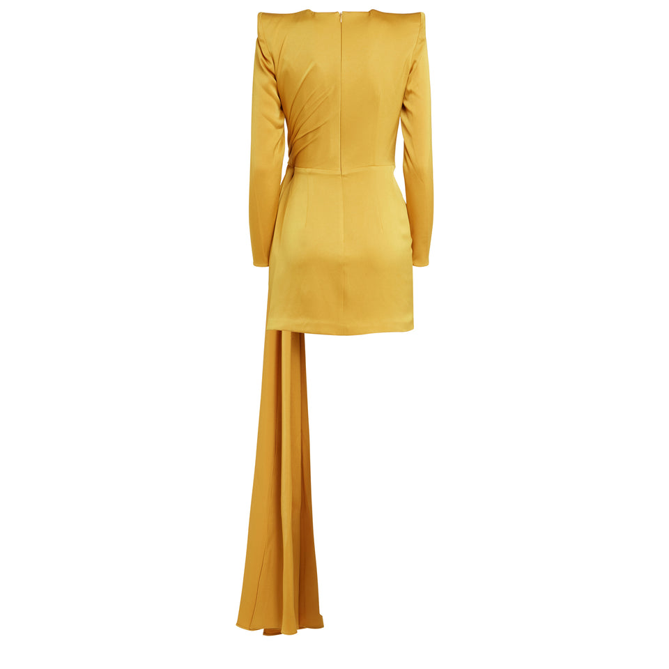 Short dress in yellow fabric