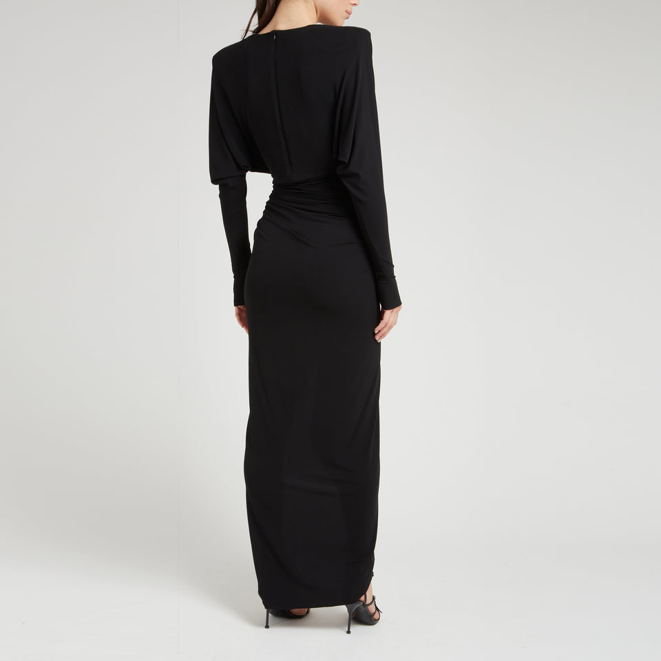 Long dress in black fabric