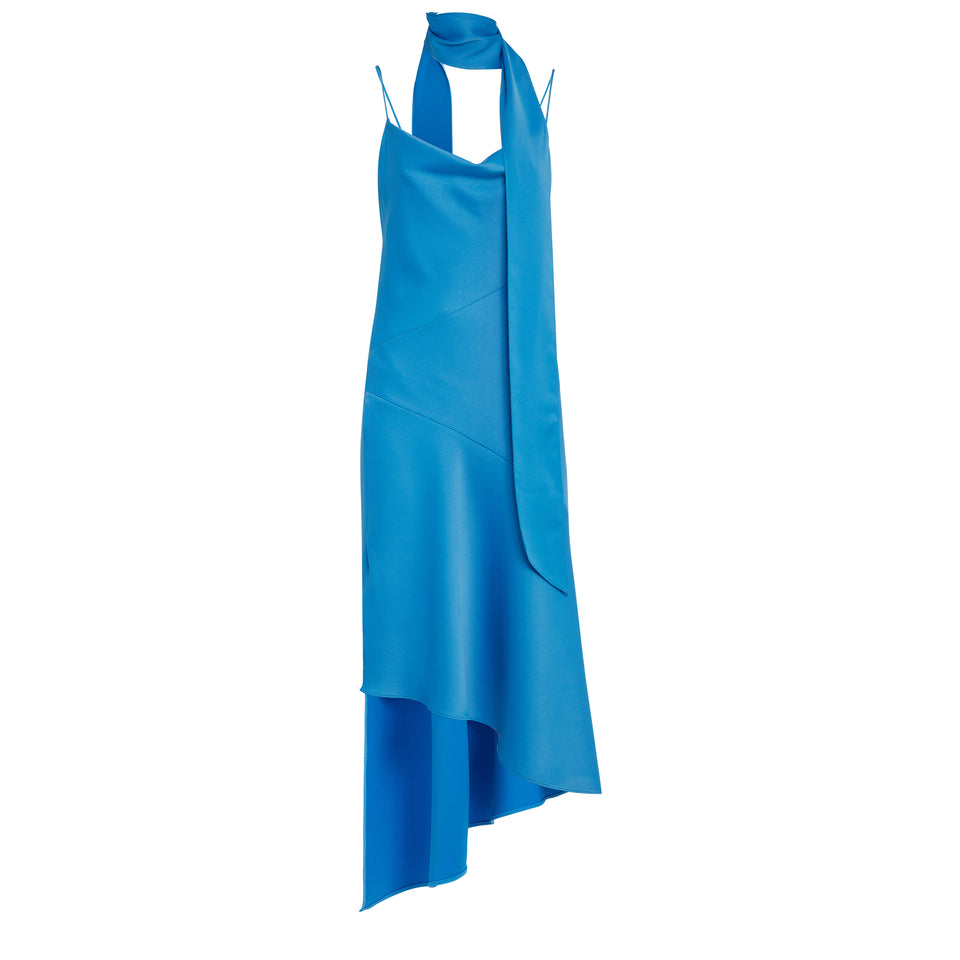"Harmony" asymmetric dress in blue fabric